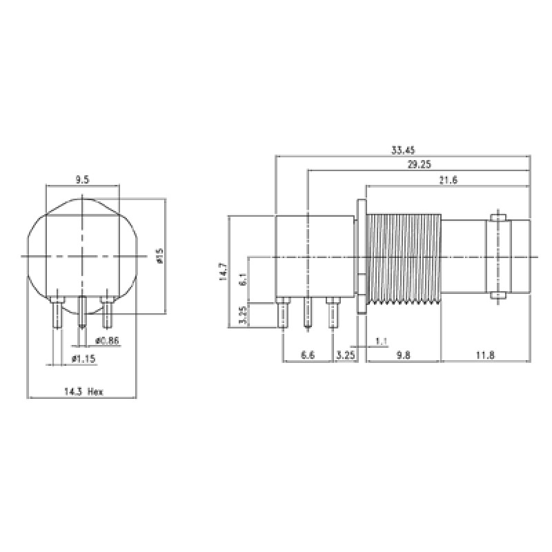 4GHz Right Angle BNC Bulkhead Connector from Cambridge Electronics